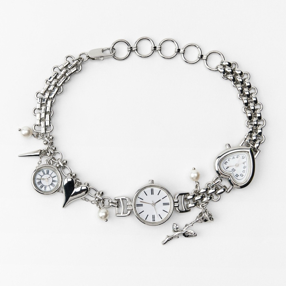 ZARA WOMAN WATCH CHARM NECKLACE SILVER